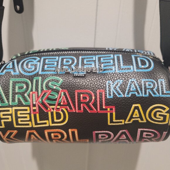 SALE! Karl Lagerfeld Paris Multicolor Logo Crossbody Bag with Earbud Case/ NWOT - Picture 5 of 13